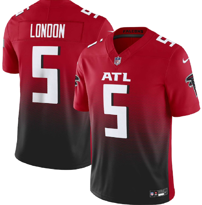 Men's Atlanta Falcons #5 Drake London Red/Black 2023 F.U.S.E. Vapor Untouchable Limited Football Stitched Jersey